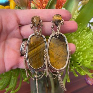 Kendra Scott Tiger's Eye Chain Earrings (3)
